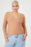 Women's Ribbed Crossover Top in Maple, 0X