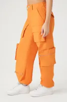 Women's Poplin Cargo Pants in Orange Medium