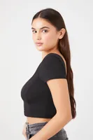 Women's Square-Neck Seamed Crop Top XL