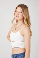 Women's Sweater-Knit Cropped Cami in White Medium