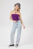 Women's Sweater-Knit Zip-Up Tube Top