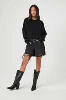 Women's Surplice Back Cutout Sweater Black