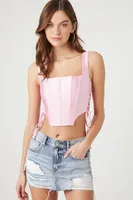 Women's Corset Lace-Up Crop Top Pink