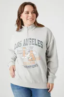 Women's Los Angeles Half-Zip Pullover in Silver, 1X