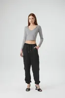 Women's Satin Mid-Rise Cargo Pants