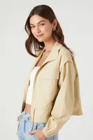 Women's Zip-Up Bomber Jacket in Khaki Small