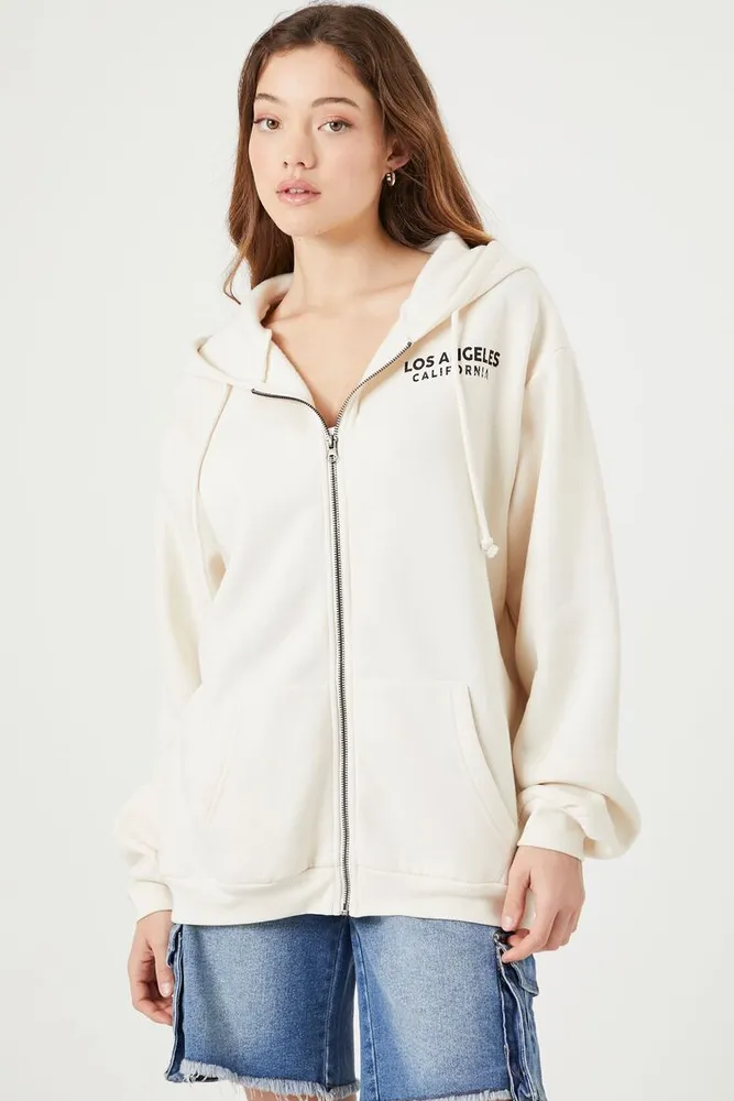 Women's Los Angeles California Zip-Up Hoodie Cream