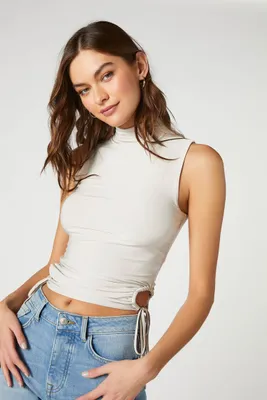 Women's Cutout Turtleneck Tank Top Neutral