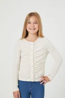 Girls Ruched Rib-Knit Top (Kids) Birch,