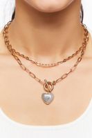 Women's Marble Heart Layered Necklace in Gold/Black