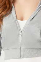 Women's Cropped Zip-Up Hoodie in Heather Grey Large