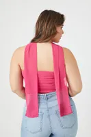 Women's Chiffon Tube Top & Scarf Set in Pink, 1X