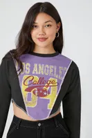 Women's Cropped Los Angeles College Pullover in Black Large