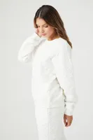 Women's Geo Quilted Jacquard Pullover in White Large