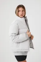 Women's Quilted Puffer Jacket in Silver Medium