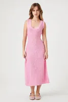 Women's Sleeveless Open-Knit Midi Dress Pink