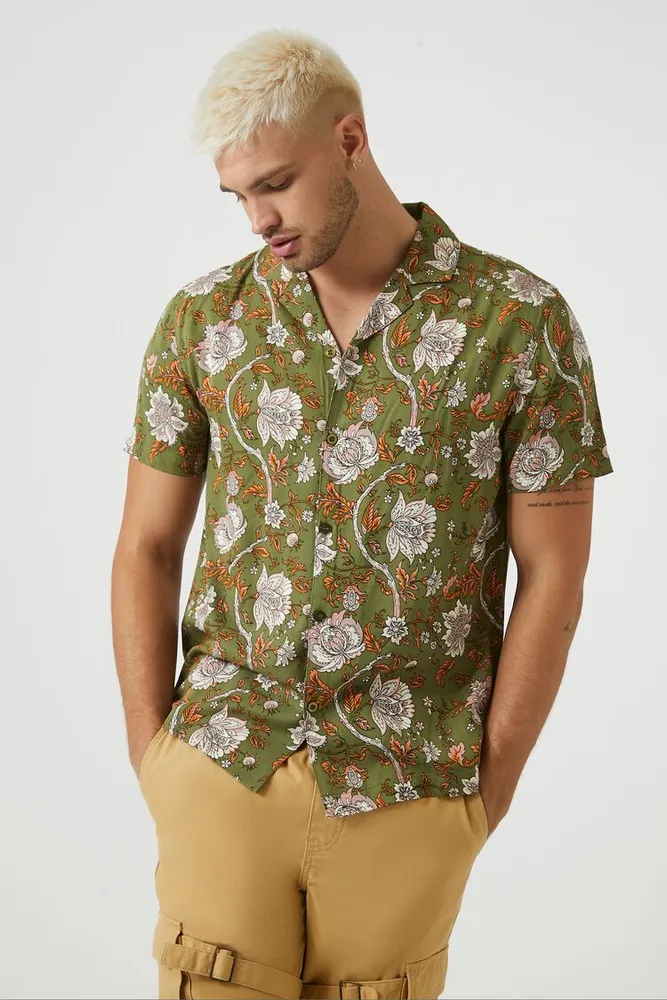 Men Ornate Floral Print Shirt