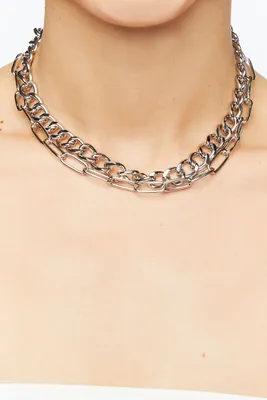 Women's Chain Necklace Set in Silver