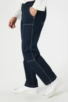 Men Seamed High-Rise Wide-Leg Jeans in Dark Denim, 34