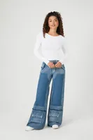 Women's Acid Wash Belted Jeans