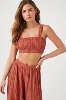 Women's Chiffon Crop Top & Pants Set in Clay Medium