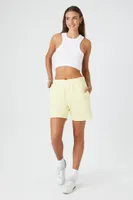 Women's Active Fleece Mineral Wash Sweatshorts in Light Yellow Large