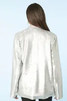 Women's Sequin Notched Blazer Silver