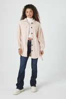 Women's Belted Corduroy Shacket in Cream Small