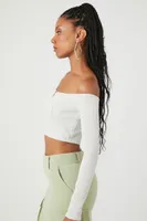 Women's Ribbed Off-the-Shoulder Crop Top