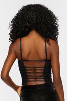 Women's Strappy Satin Cropped Cami Black