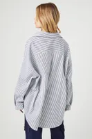 Women's Oversized Pinstripe Shirt White/Navy