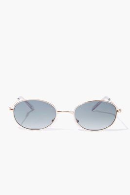 Oval Tinted Sunglasses in Gold/Olive