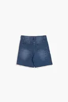 Girls Frayed Denim Shorts (Kids) in Medium Denim, 9/10