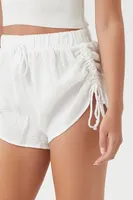 Women's Tassel Drawstring Shorts in Ivory, XL