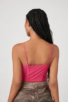 Women's Mesh Corset Cami in Pink, XL