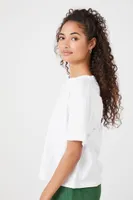 Women's Cutout Drawstring T-Shirt in White Small