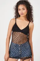 Women's Crochet Sweater-Knit Cami in Black Small