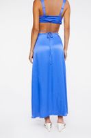 Women's Satin Cutout Slit Maxi Skirt in Royal Large