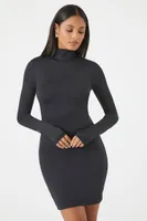 Women's Turtleneck Contour Mini Dress in Black Large