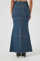 Women's Denim Mermaid Maxi Skirt in Dark Denim Small