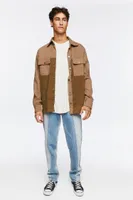 Men Colorblock Corduroy Shirt in Khaki Medium