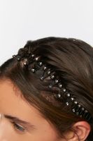 Faux Gem Heart Tooth Headband Set in Black