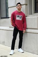 Men Airwalk Skateboard Long-Sleeve Tee in Burgundy Large