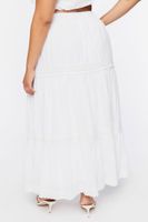 Women's Tiered Maxi Skirt in White, 0X