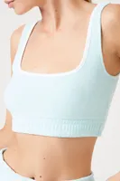 Women's French Terry Ringer Sports Bra Powder Blue