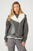 Women's Faux Shearling-Trim Vest Dark