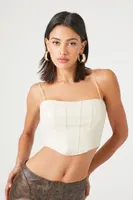 Women's Faux Leather Bustier Cropped Cami