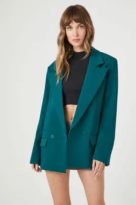 Women's Oversized Double-Breasted Blazer in Emerald Small