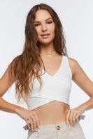 Women's Crossover Crop Top in White Large