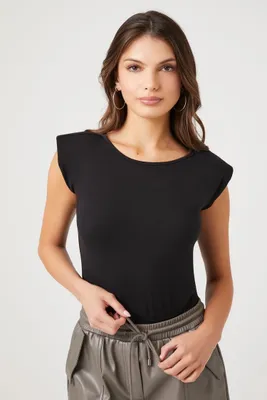 Women's Padded Cap-Sleeve Bodysuit in Black Medium